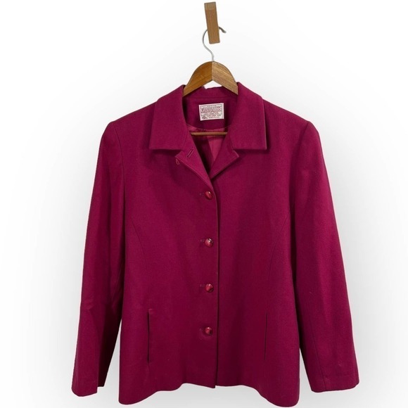 Pendleton Blazer Vintage Wool Magenta Jacket Size 12P - Picture 3 of 11